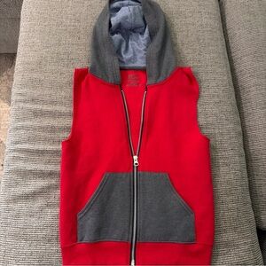 Kids Sweatshirt Sleeveless Hoodie Vest Hood & Pockets Block Color 6/7